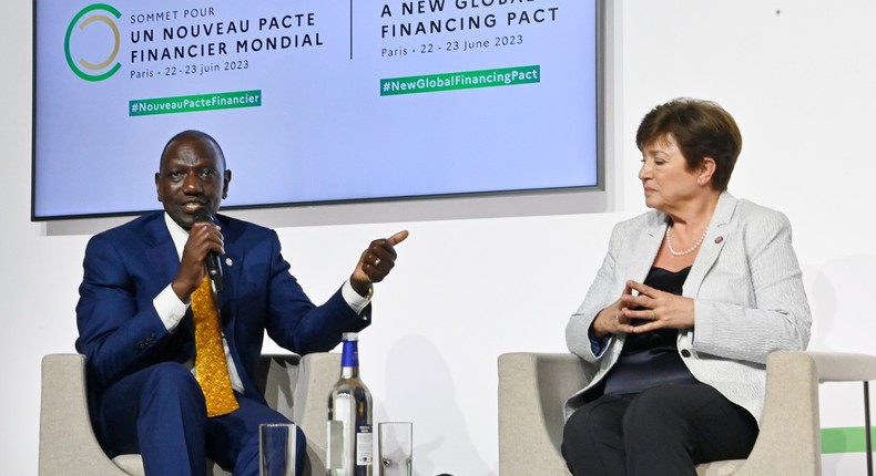 President William Ruto was speaking during a round-table with President of France Emmanuel Macron, International Monetary Fund Managing Director Kristalina Georgieva and the President of the World Bank Group Ajay Banga in the New Global Financial Pact Summit in Paris.