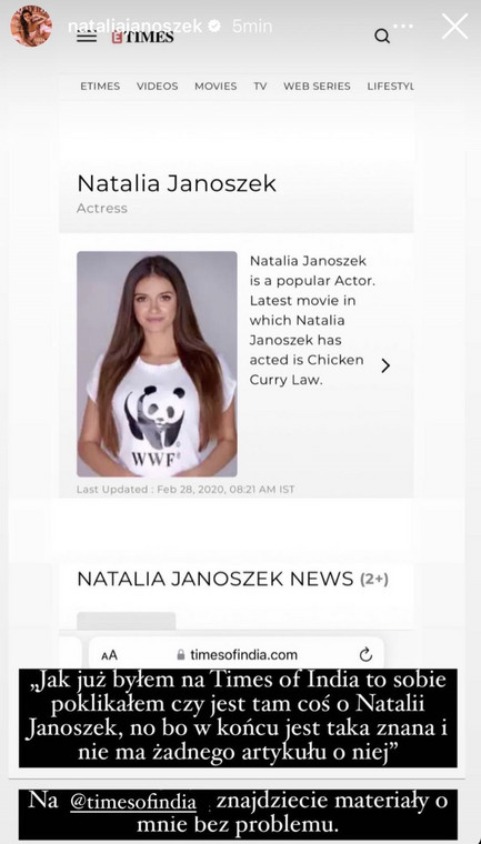 Natalia Janoszek na Instagramie