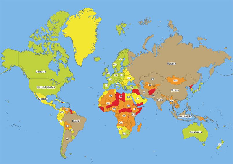 mapa sveta srbija Karta najopasnijih zemalja na svetu: Kako se pozicionira Srbija u  mapa sveta srbija