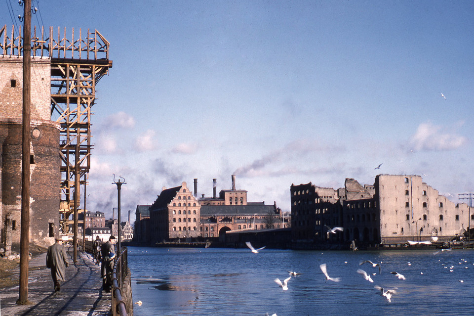 Długie Pobrzeże, Żuraw w odbudowie, Gdańsk, 1956-1960