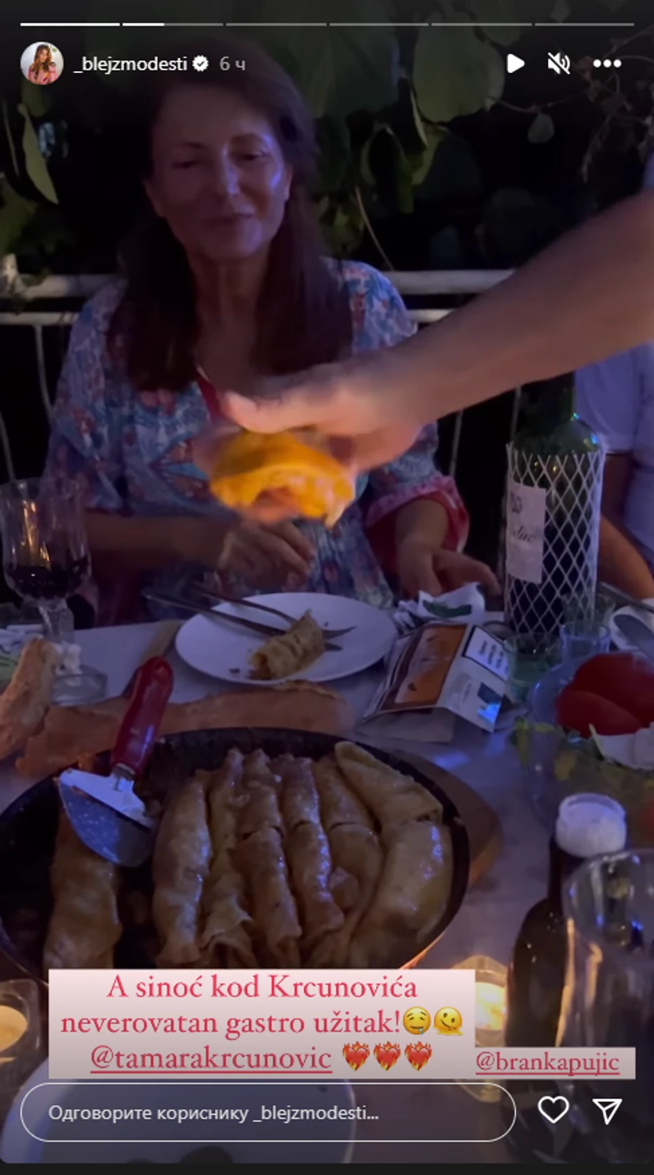 Anđela Jovanović na večeri