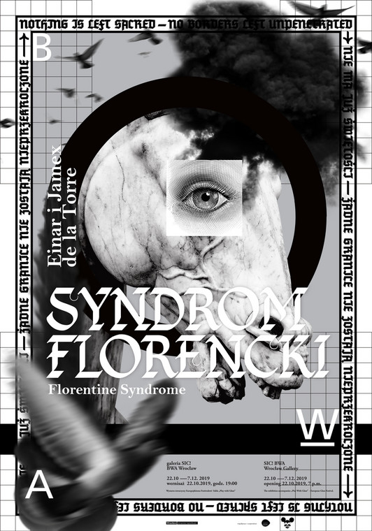 "Syndrom florencki. Wystawa braci Einara i Jamexa de la Torre" w BWA Wrocław Galerie Sztuki Współczesnej (plakat)