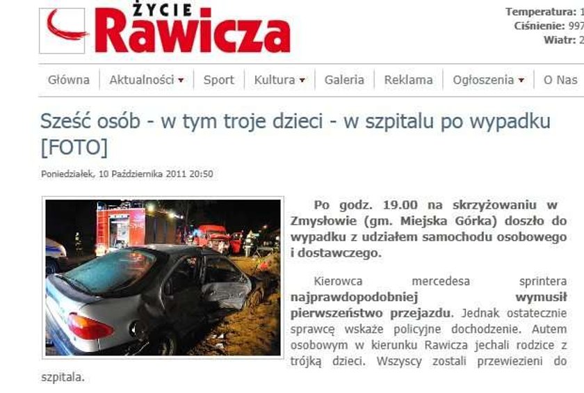 Sześć osób, w tym troje dzieci w szpitalu