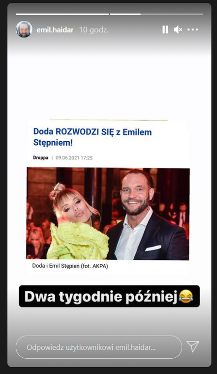 Emil Haidar komentuje rozwód Dody i Emila Stępnia