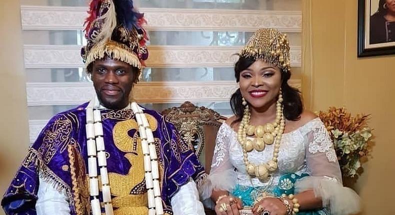 Olusoji Jacobs and his former wife Boma Blessing Douglas at their traditional wedding in 2018 [InfoNaija]