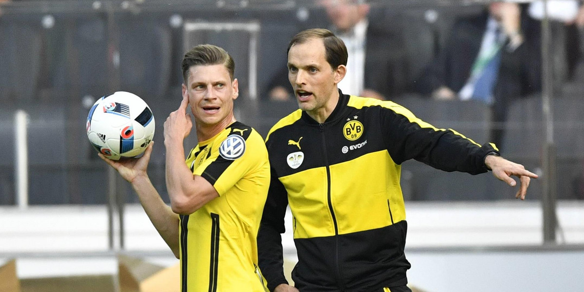 Łukasz Piszczek i Thomas Tuchel przed meczem z Legią Warszawa