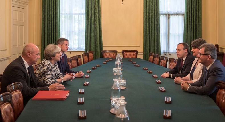 Theresa May meets the DUP in Downing Street.