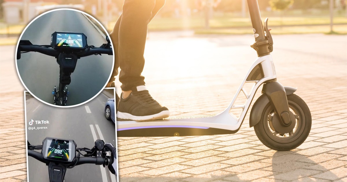 Gnał hulajnogą jak szalony, wyprzedzał nawet samochody. Nagranie szokują