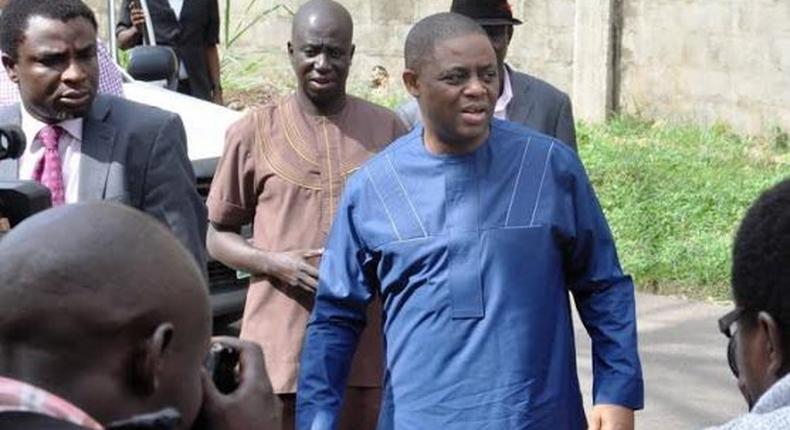 Former aviation minister, Femi Fani-Kayode arrives at EFCC headquarters in Abuja on May 9, 2016.