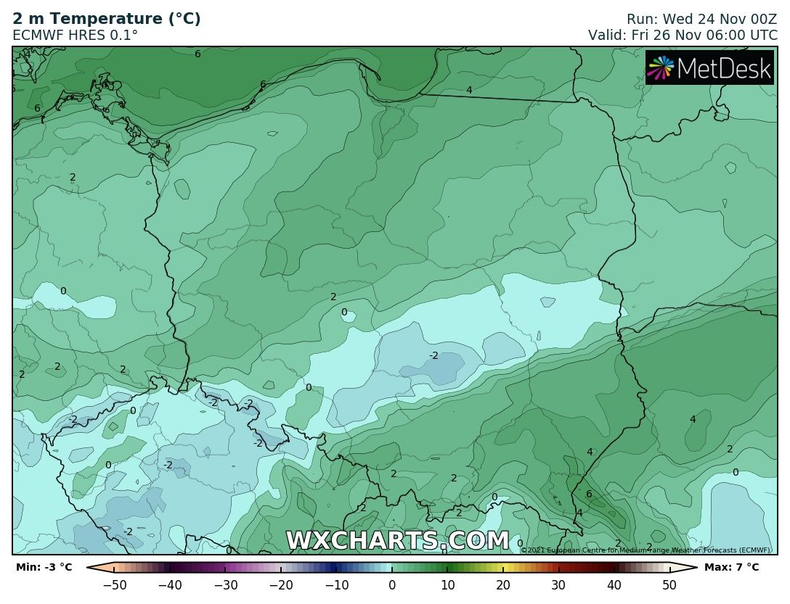 Noc lokalnie ze słabym mrozem