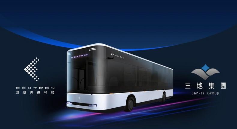 A rendering of Foxconn's future electric bus.
