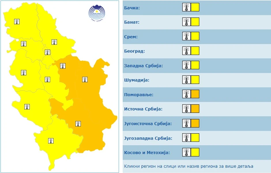 Meteoalarm za utorak, 24. jun