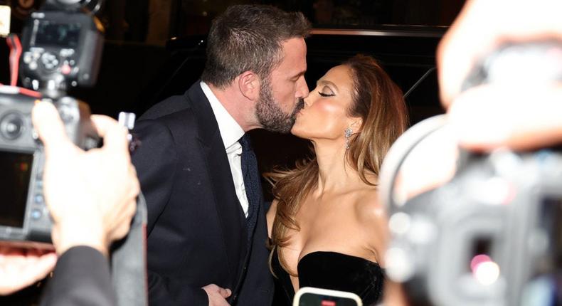 Ben Affleck and Jennifer Lopez at the premiere for her movie, This Is Me... Now.Monica Schipper/Getty Images