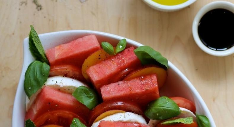Watermelon-Peach-Caprese-Salad
