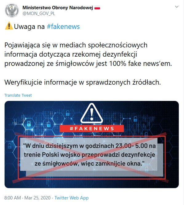 Koronawirus - przegląd fake newsów