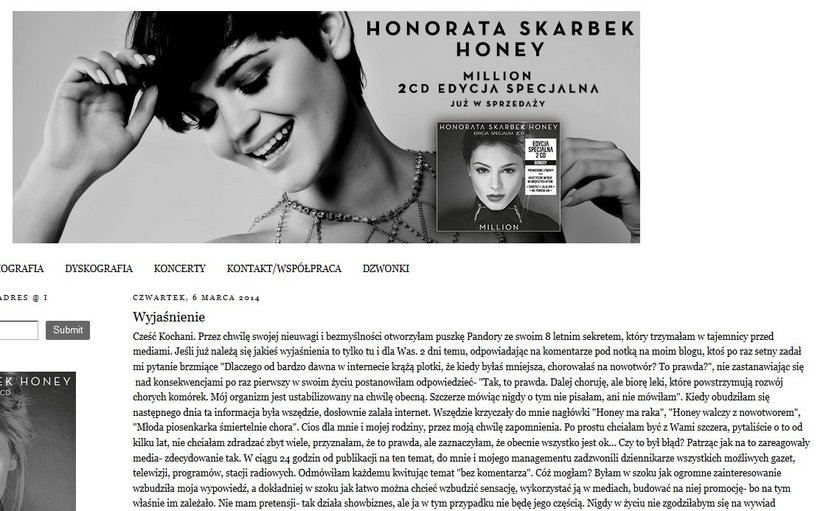Honorata Skarbek, Honey, Blog