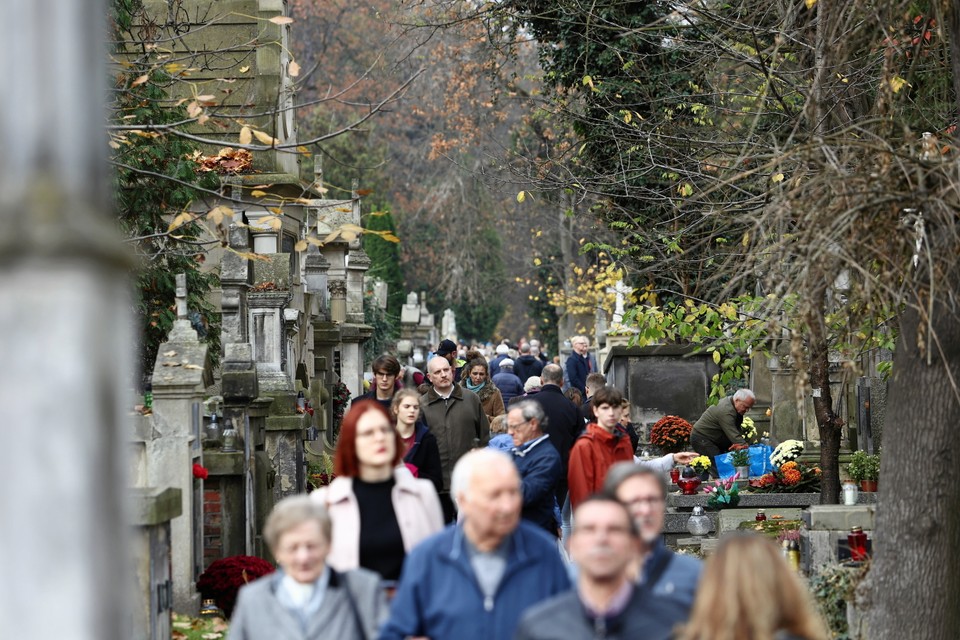 Tłumy na cmentarzu Rakowickim w Krakowie