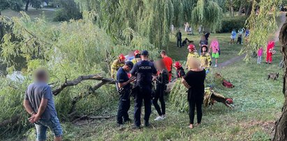 O krok od tragedii w parku. Wielki konar spadł na nastolatki