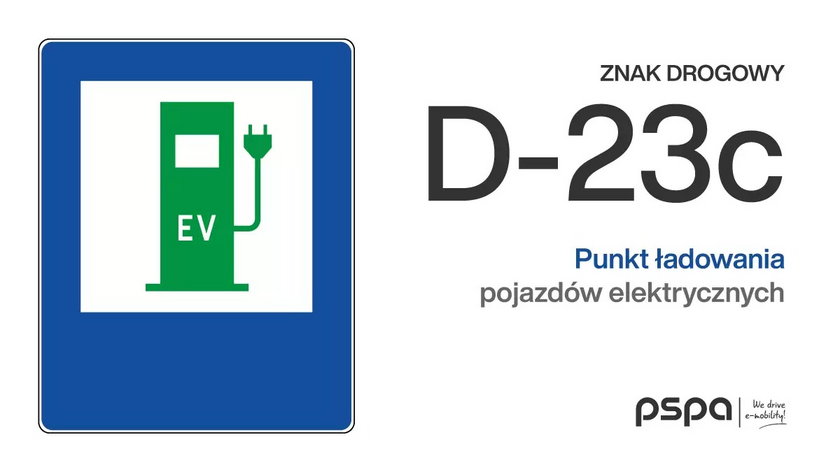 Znak D-23c "punkt ładowania pojazdów elektrycznych"