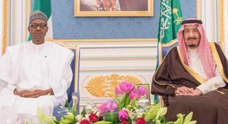 President Muhammadu Buhari (left) and Saudi Arabia monarch, Salman Bin Abdulaziz Al-Saud.