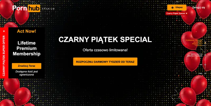 Pornhub rusza z promocją na BlackFriday