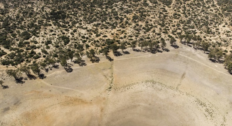 Dessicated: An aerial view of Adelaide Dam in Eastern Cape Province, gripped by a brutal drought