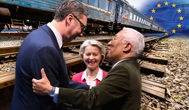 Aleksandar Vučić, Ursula fon der Lajen i Antonio Košta