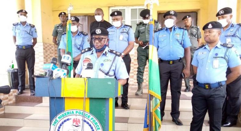 New Rivers state Police Commissioner, Joseph Mukan addressing journalists in Port Harcourt. [NAN]