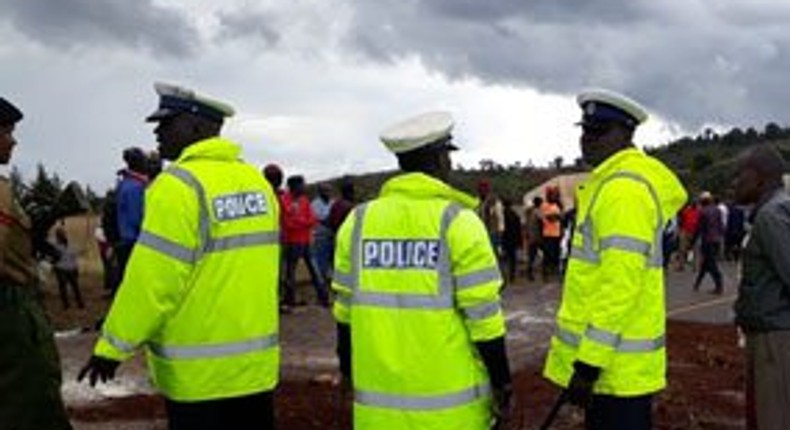 Police at an accident scene