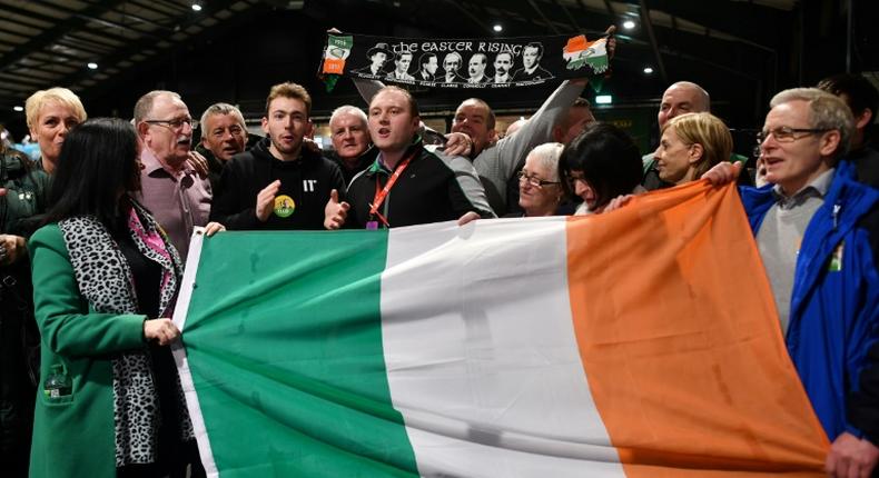 Sinn Fein supporters celebrated the party's success in Ireland's weekend election