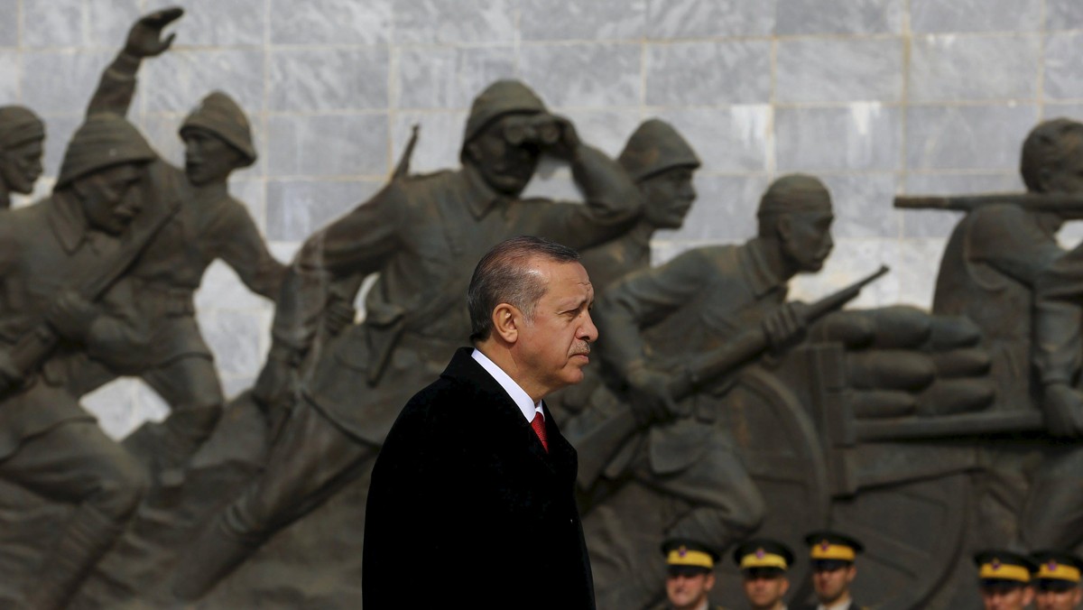 Presidential Palace handout photo shows Turkish President Erdogan attending a ceremony to mark the 1