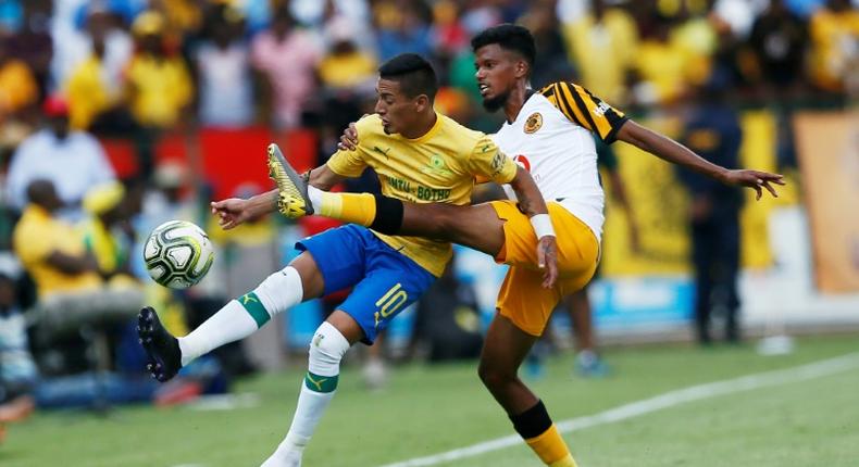 Uruguayan midfielder Gaston Sirino (L) of Mamelodi Sundowns is among the South Americans who play in the South African Premiership