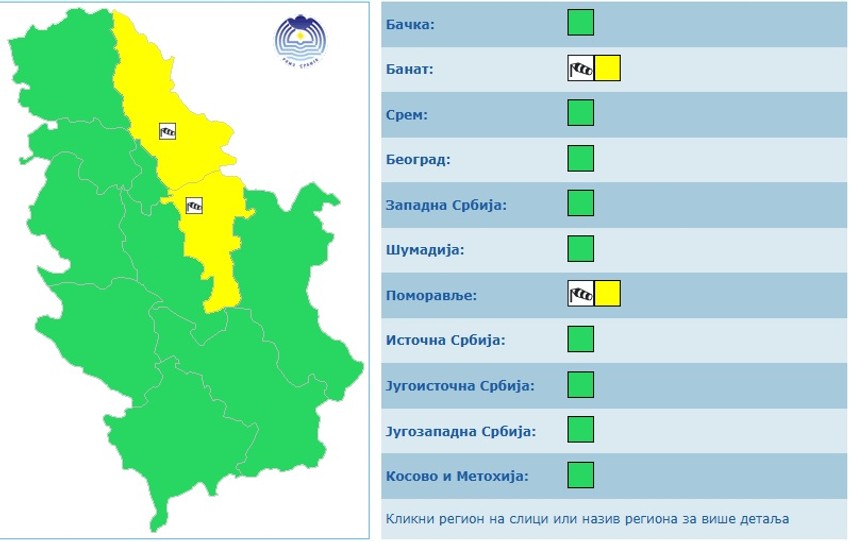 Meteoalarm za 9. februar