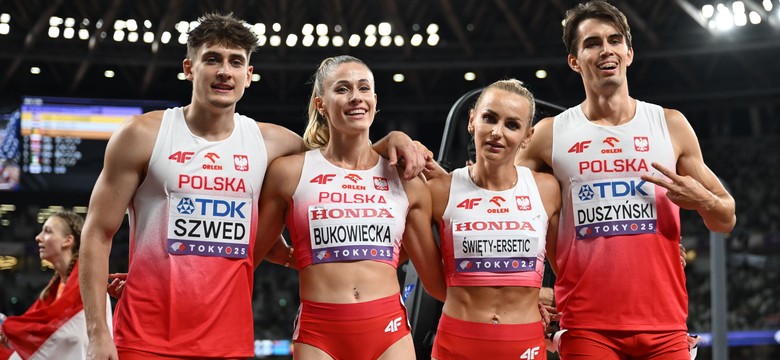 Polska sztafeta mieszana 4x400 m bez medalu. Do podium mistrzostw świata zabrakło 0,02 sekundy