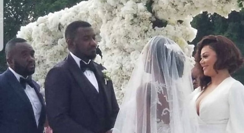 Stars gather at John Dumelo’s colourful white wedding 