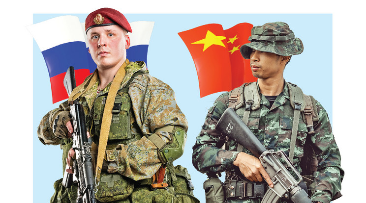 Gazdaságilag már Oroszország mellé állt Kína, kérdés, ez katonailag is megtörténhet-e / Grafika: Séra Tamás