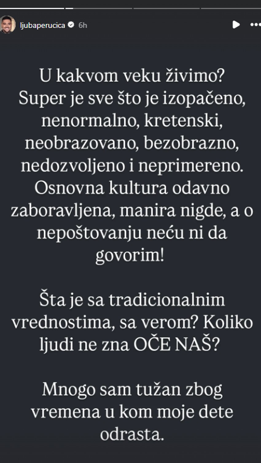 Ljuba Perućica, objava