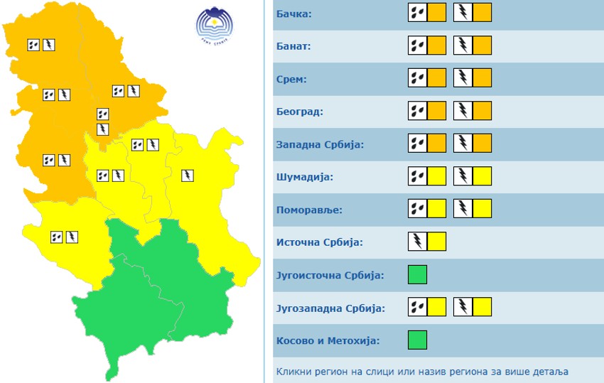 Meteoalarm danas, 5. maja
