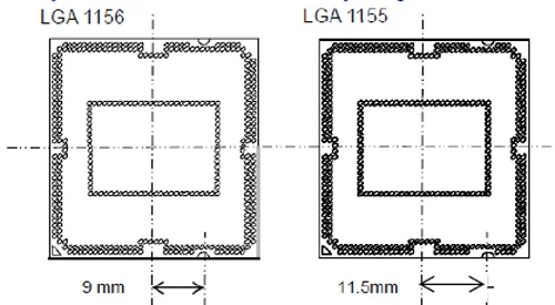 Różnice w budowie pomiędzy LGA 1156 i LGA 1155 to nie tylko jeden pin, ale także nieco inne ułożenie procesora
