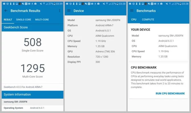 GeekBench to zdecydowanie najprostszy benchmark w tym zestawieniu. Prezentuje wyniki jedynie na podstawie operacji wymagających zaangażowania jednego lub kilku rdzeni procesora.