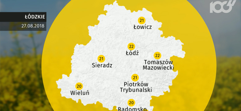 Prognoza pogody dla woj. łódzkiego - 27.08