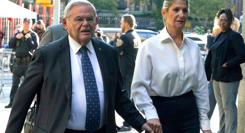 US Sen. Bob Menendez and his wife Nadine Arslanian Menendez.Timothy A. Clary/AFP via Getty Images