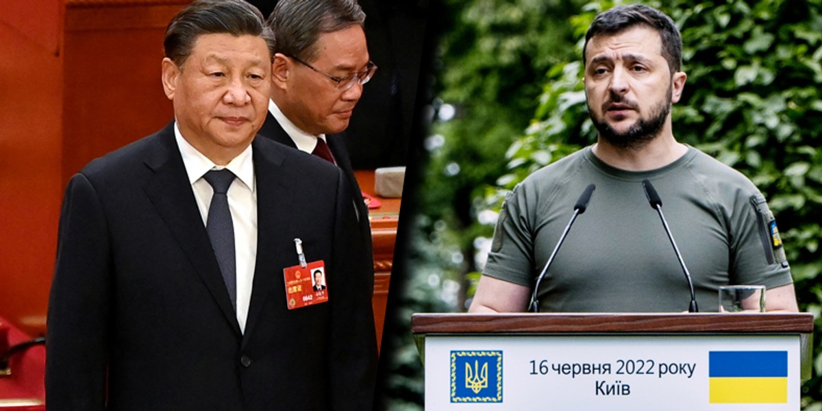 Xi Jinping oraz Wołodymyr Zełenski.