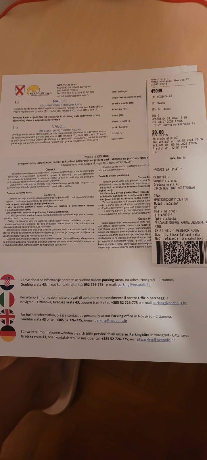Nikola dostala v Chorvátsku pokutu za parkovanie.