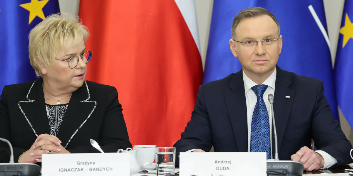 Prezydent Andrzej Duda i szefowa kancelarii Grażyna Ignaczak-Bandych