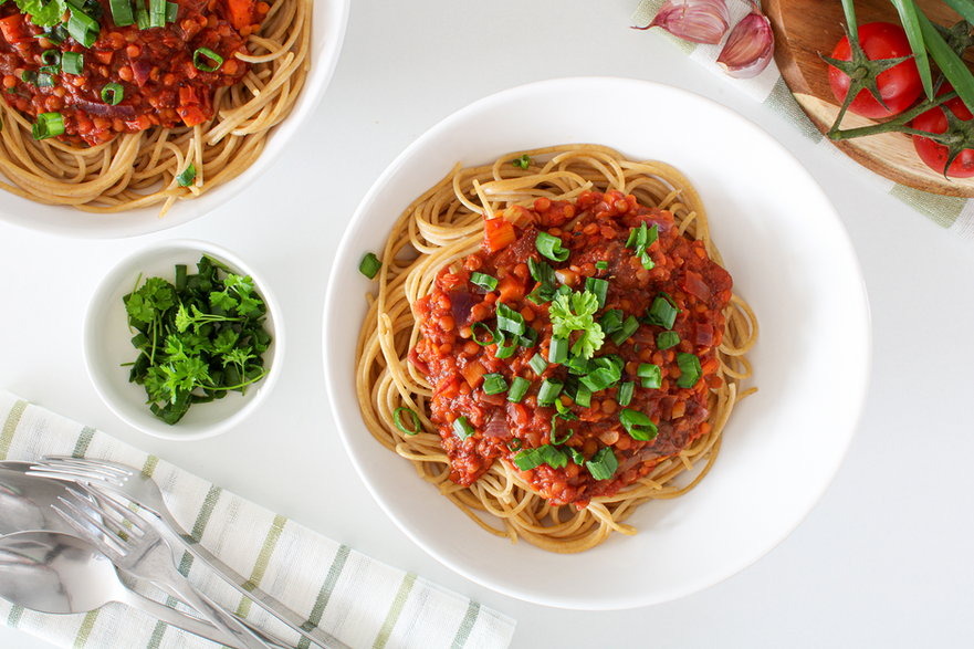 Spaghetti à la bolognese z soczewicą