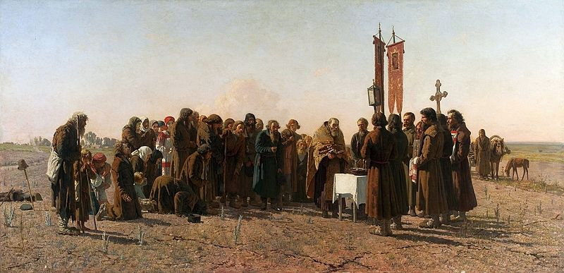 Modlitwa w trakcie suszy, obraz Grigorija Miasojedowa