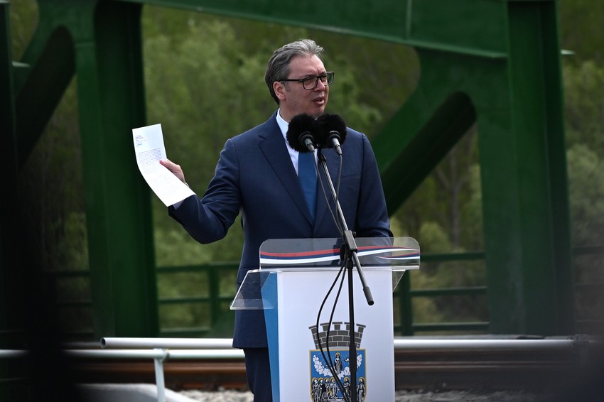 Aleksandar Vučić prisustvuje otvaranju novog železničkog mosta na reci Tamiš kod Tomaševca