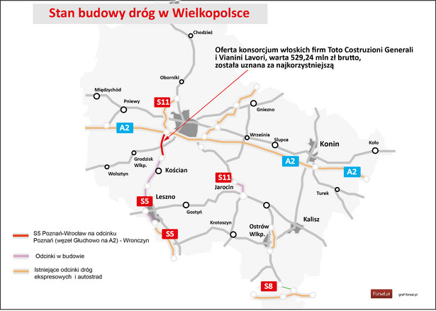 Wielkopolska - odcinek S5 pod Poznaniem - Mapa