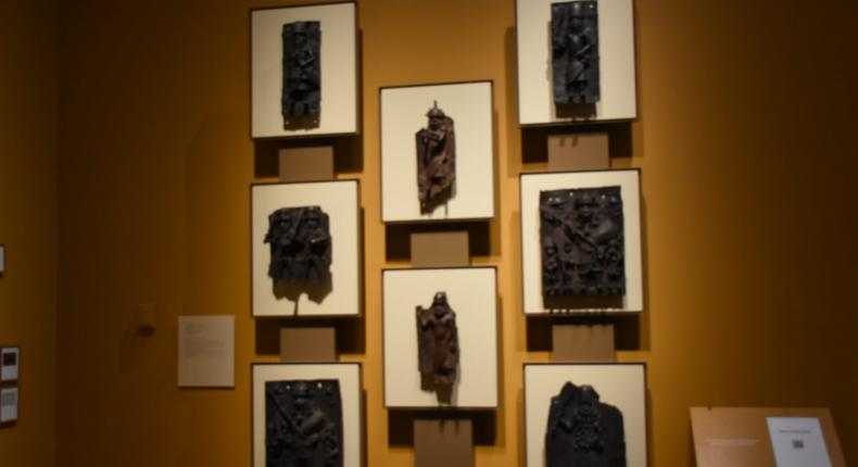 Some Benin Bronze models on last minute display before repatriation to Nigeria at the Smithsonian National Museum of African Art, Washington DC on Tuesday.